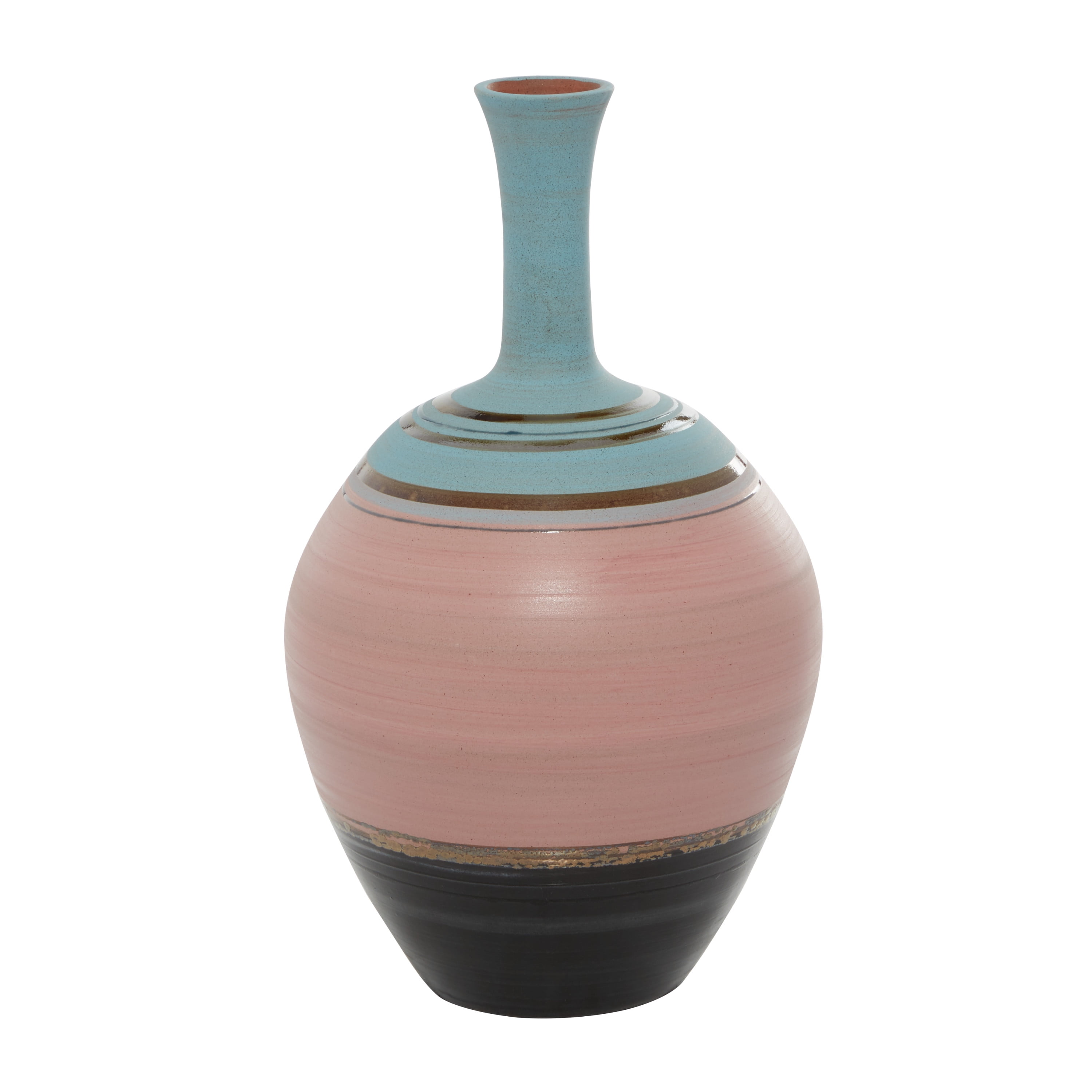 15" Pink and Blue Ceramic Table Bud Vase