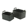thumbnail image 1 of DecMode 15"W, 14"H Leather Modern Storage Basket, Dark Blue, 2-Piece, 1 of 8