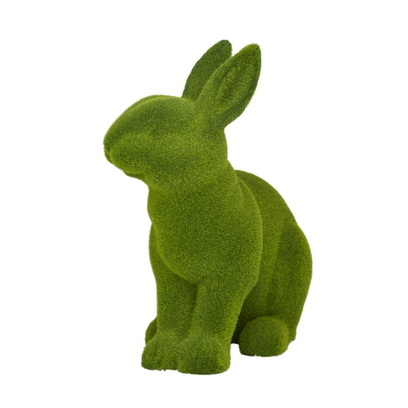 DecMode 15"W, 16"H MGO Country Cottage Garden Rabbit Sculpture, Green, 1-Piece