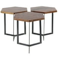 thumbnail image 1 of DecMode 15" x 18" Brown Mango Wood Accent Table with Black Metal Y-Shaped Bases, 3-Pieces, 1 of 8