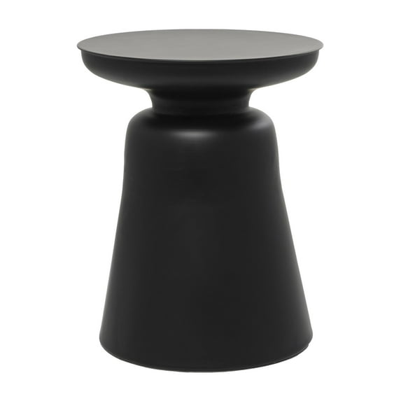DecMode 15" x 19" Black Metal Accent Table with Bell Shaped Base, 1-Piece