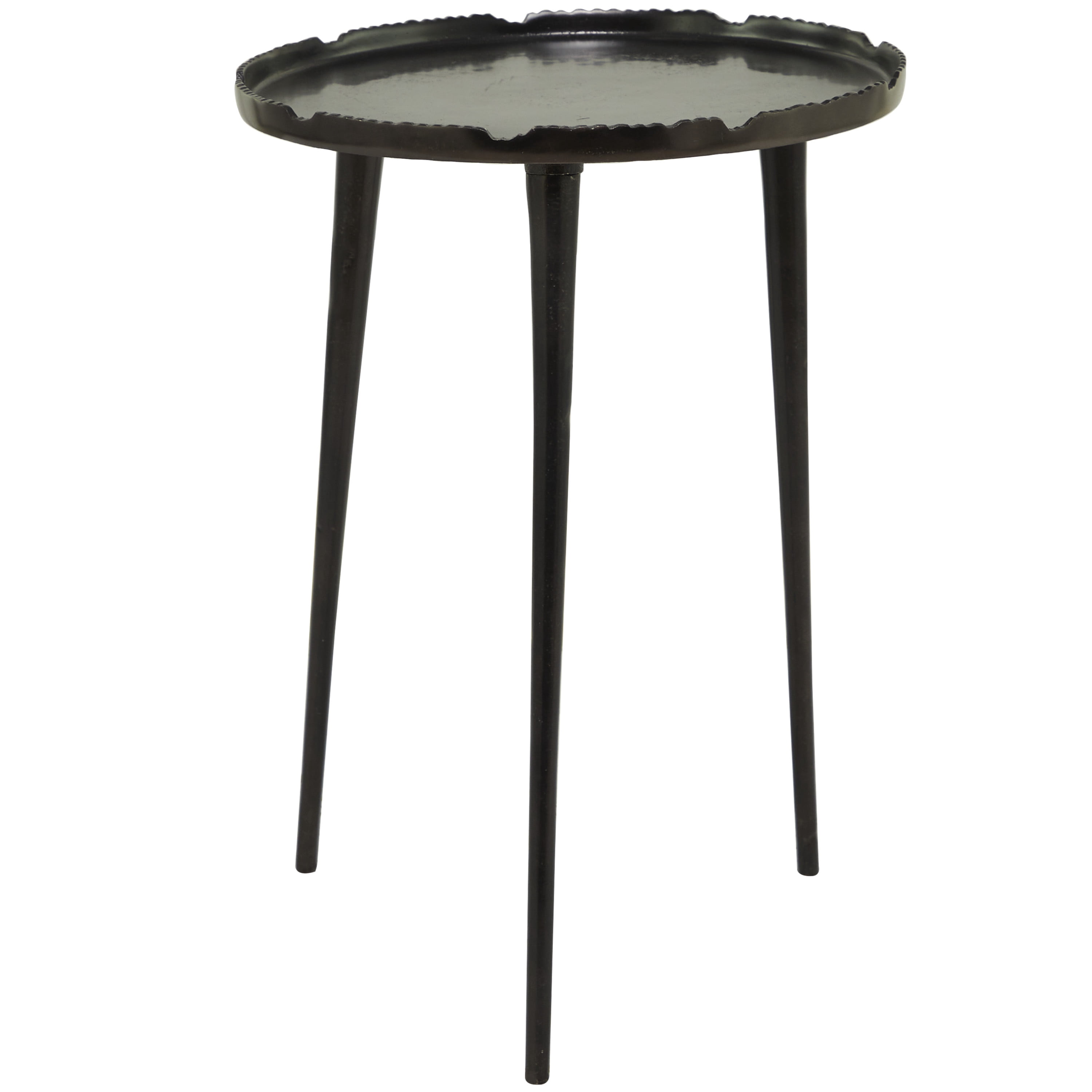 DecMode 15" x 21" Black Aluminum Accent Table with Tray Top, 1-Piece