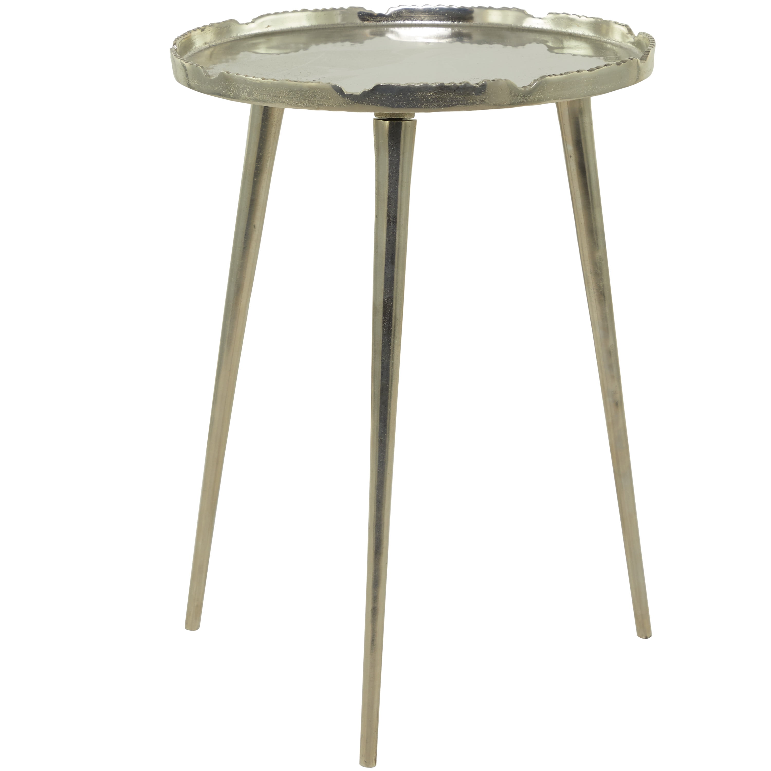DecMode 15" x 21" Silver Aluminum Accent Table with Tray Top, 1-Piece