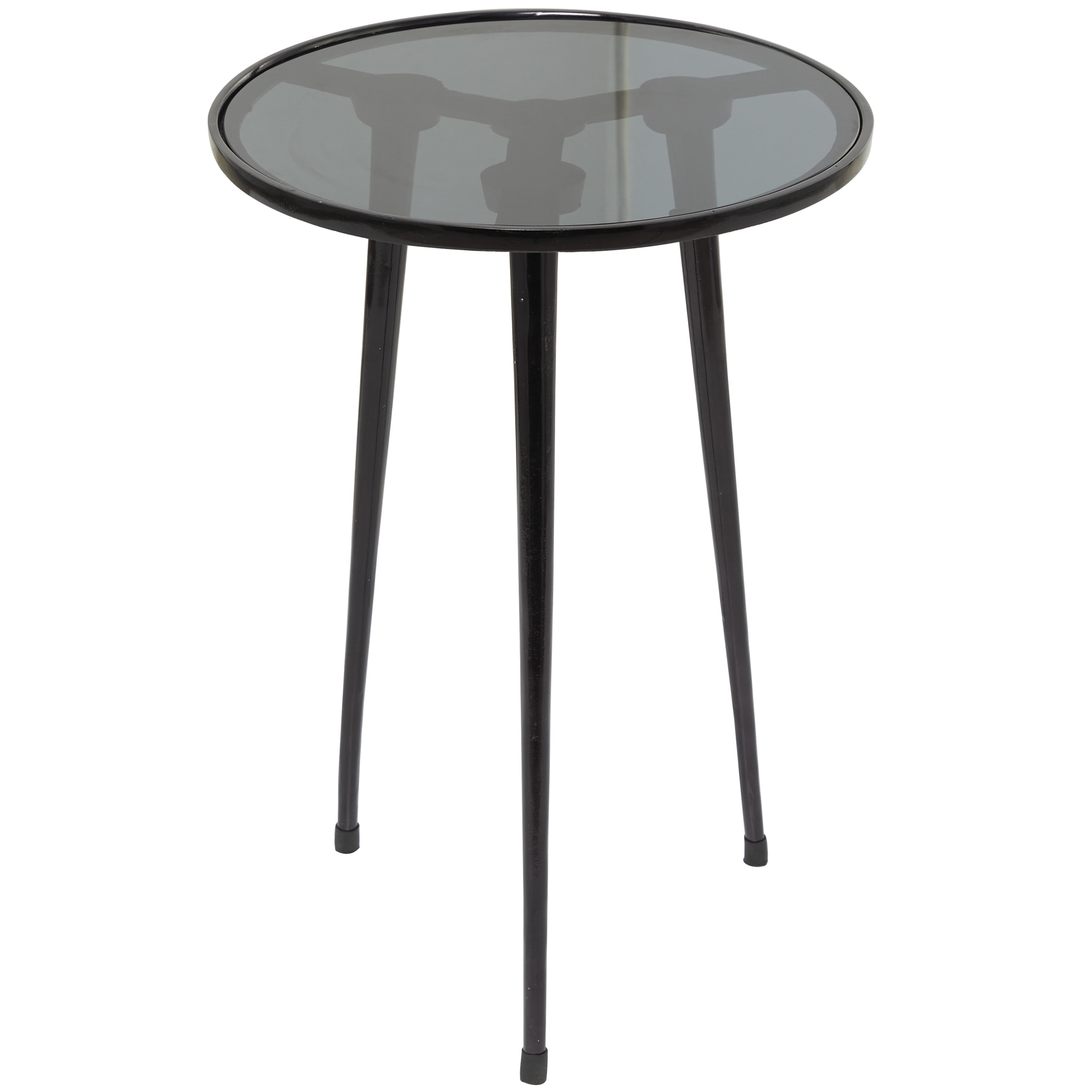 DecMode 15" x 22" Black Aluminum Tripod Legs Accent Table with Shaded Glass Top, 1-Piece