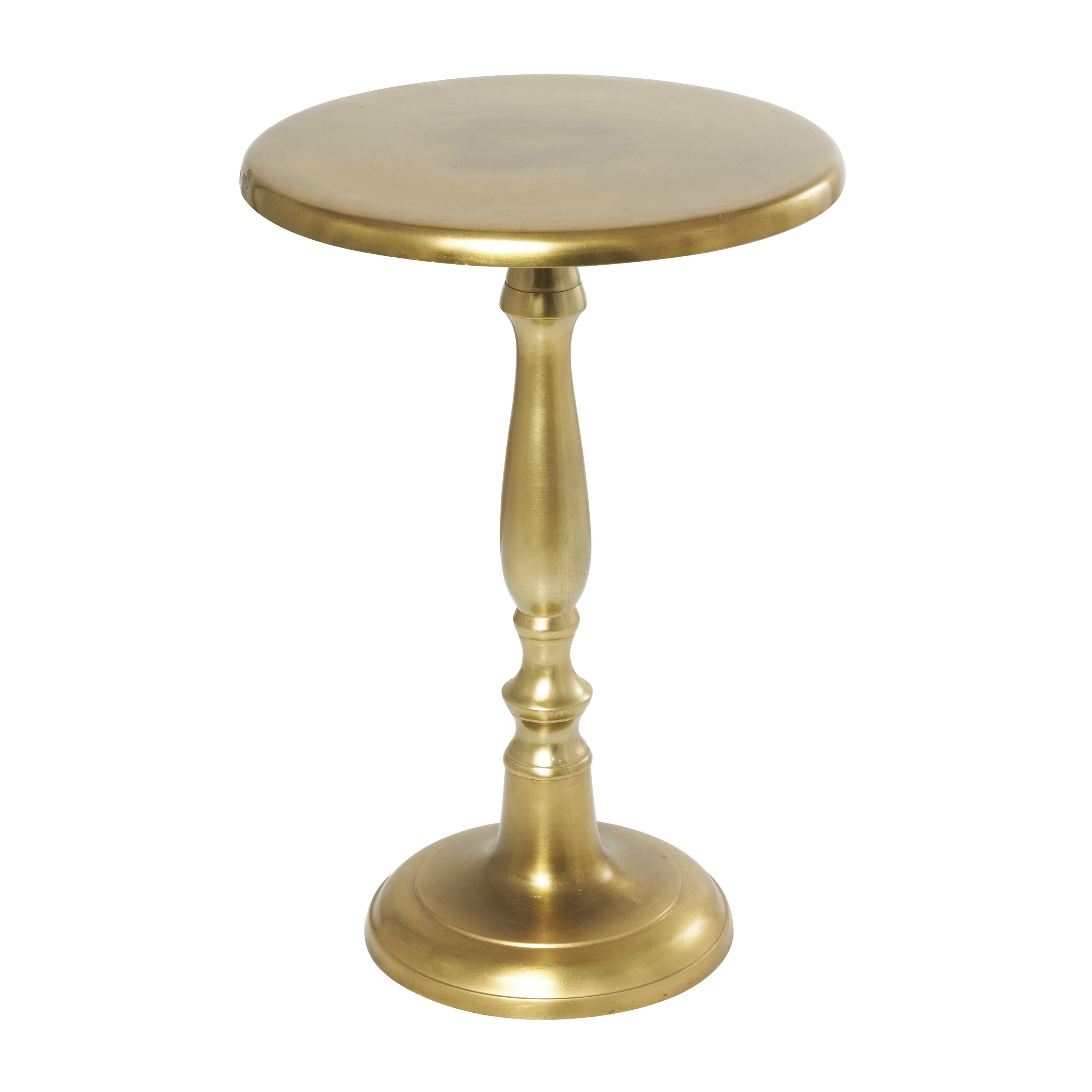 Gold Aluminum Round Pedestal Accent Table, 19"