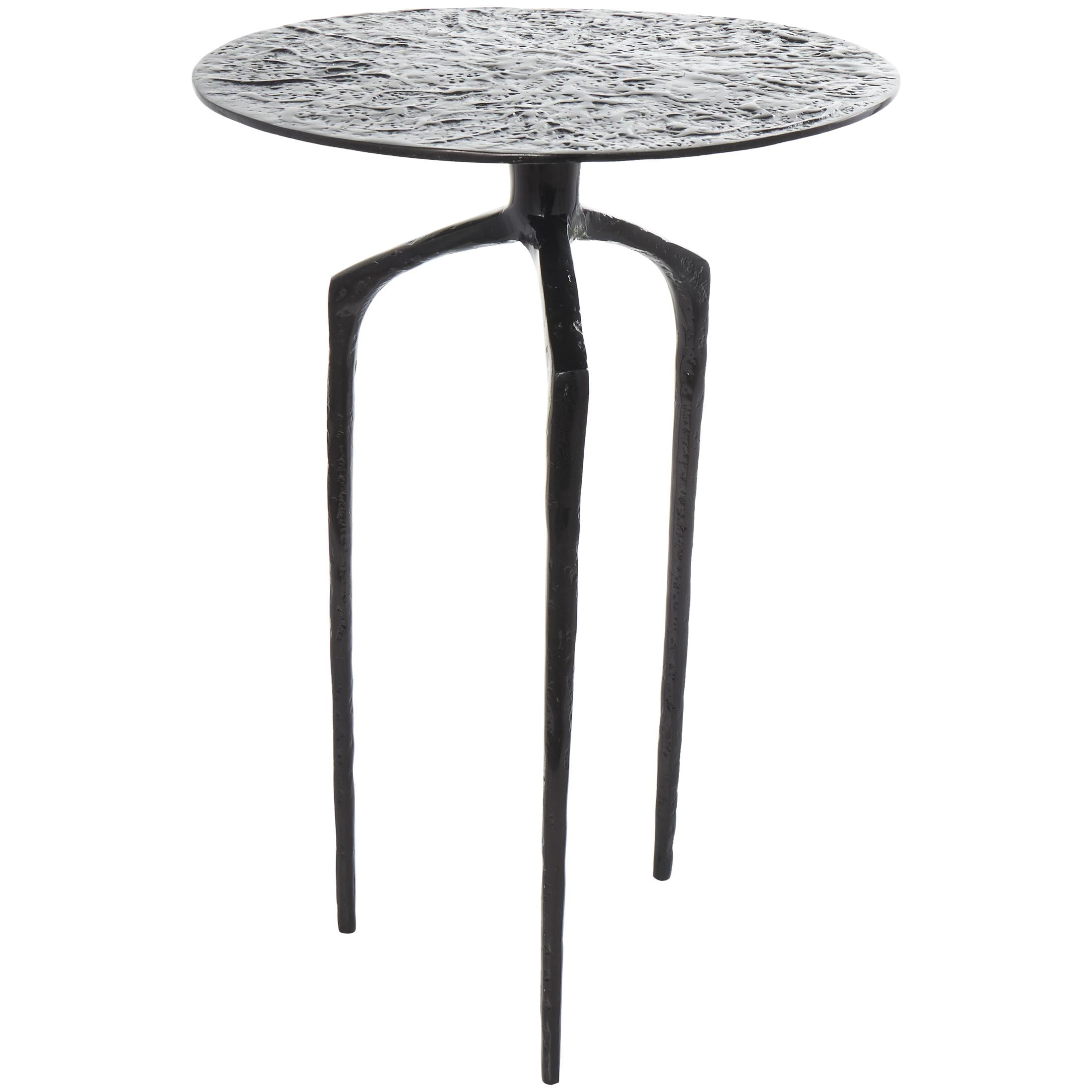 DecMode 15" x 22" Gray Aluminum Metal Slim Textured Geometric Accent Table, 1-Piece