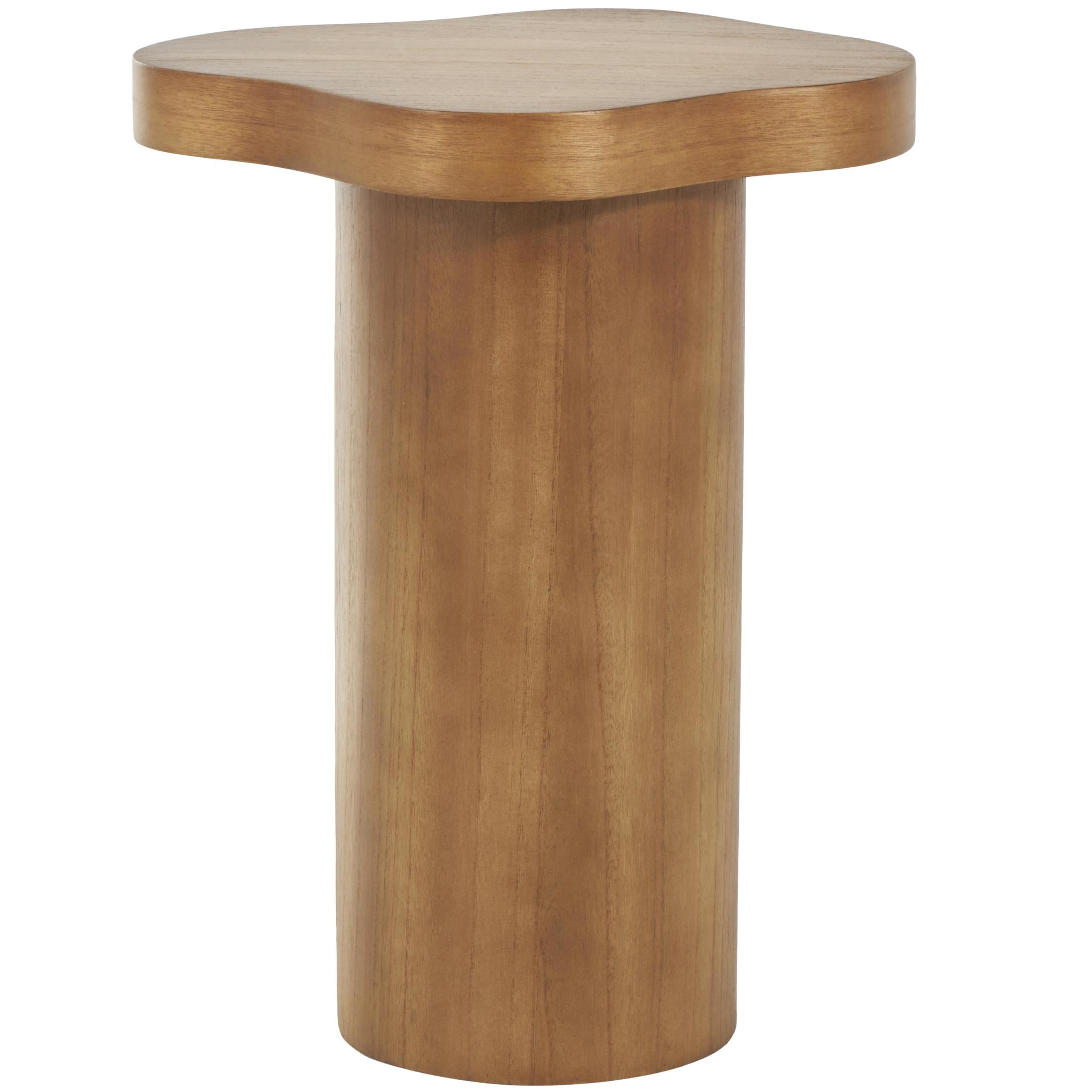 DecMode 15" x 23" Brown Wood Pedestal Accent Table with Rounded Square Top, 1-Piece