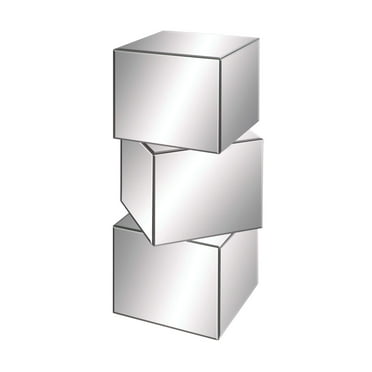 DecMode 15" x 30" Silver Wood Mirrored Pedestal Table, 1-Piece