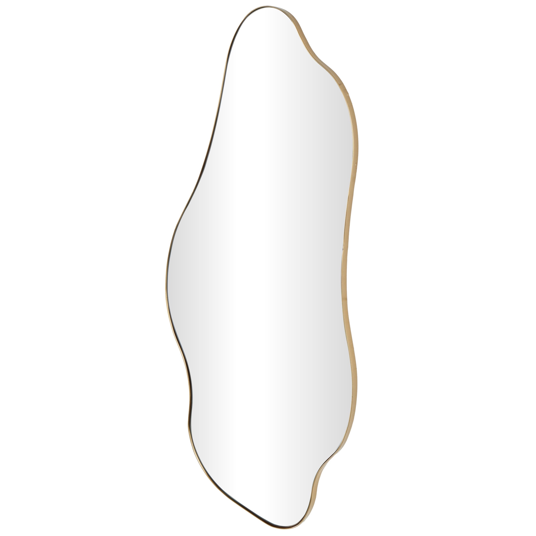 DecMode 15" x 40" Gold Wavy Abstract Wall Mirror