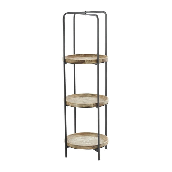 DecMode 15" x 43" Brown Wood 3-Tier Shelving Unit, 1-Piece