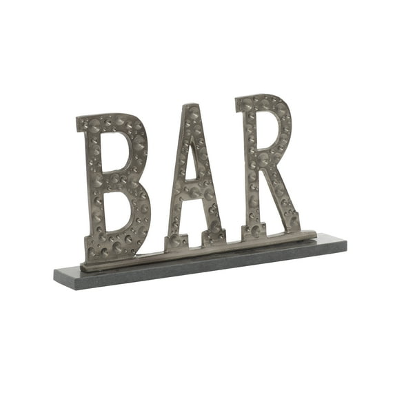 DecMode 15" x 8" Silver Aluminum Industrial Decorative Sign, 1 - Piece