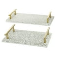 thumbnail image 1 of DecMode 16", 13"W Stoneware Glam Tray, White, 2 - Pieces, 1 of 7