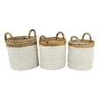 thumbnail image 1 of DecMode 16", 14", 13"W White Seagrass Handmade Two Toned Storage Basket with Handles, 3-Pieces, 1 of 8