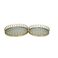 thumbnail image 1 of DecMode 16", 14"W Gold Stainless Steel Mirrored Tray with Circle Patterned Sides, 2-Pieces, 1 of 7