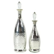 DecMode 16", 20"H Silver Glass Decorative Jars, 2-Pieces