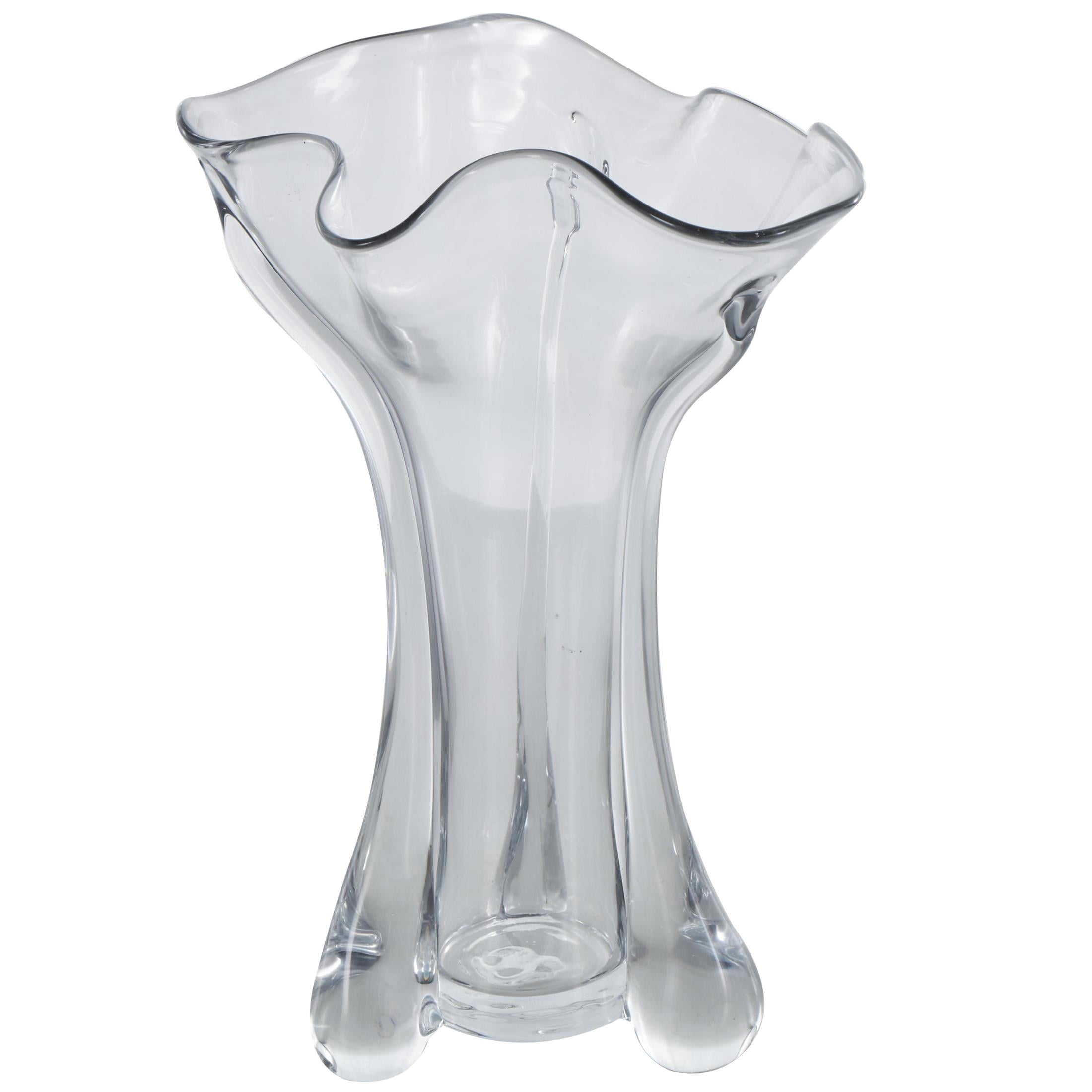 DecMode 16" Abstract Fluted Tulip Glass Vase