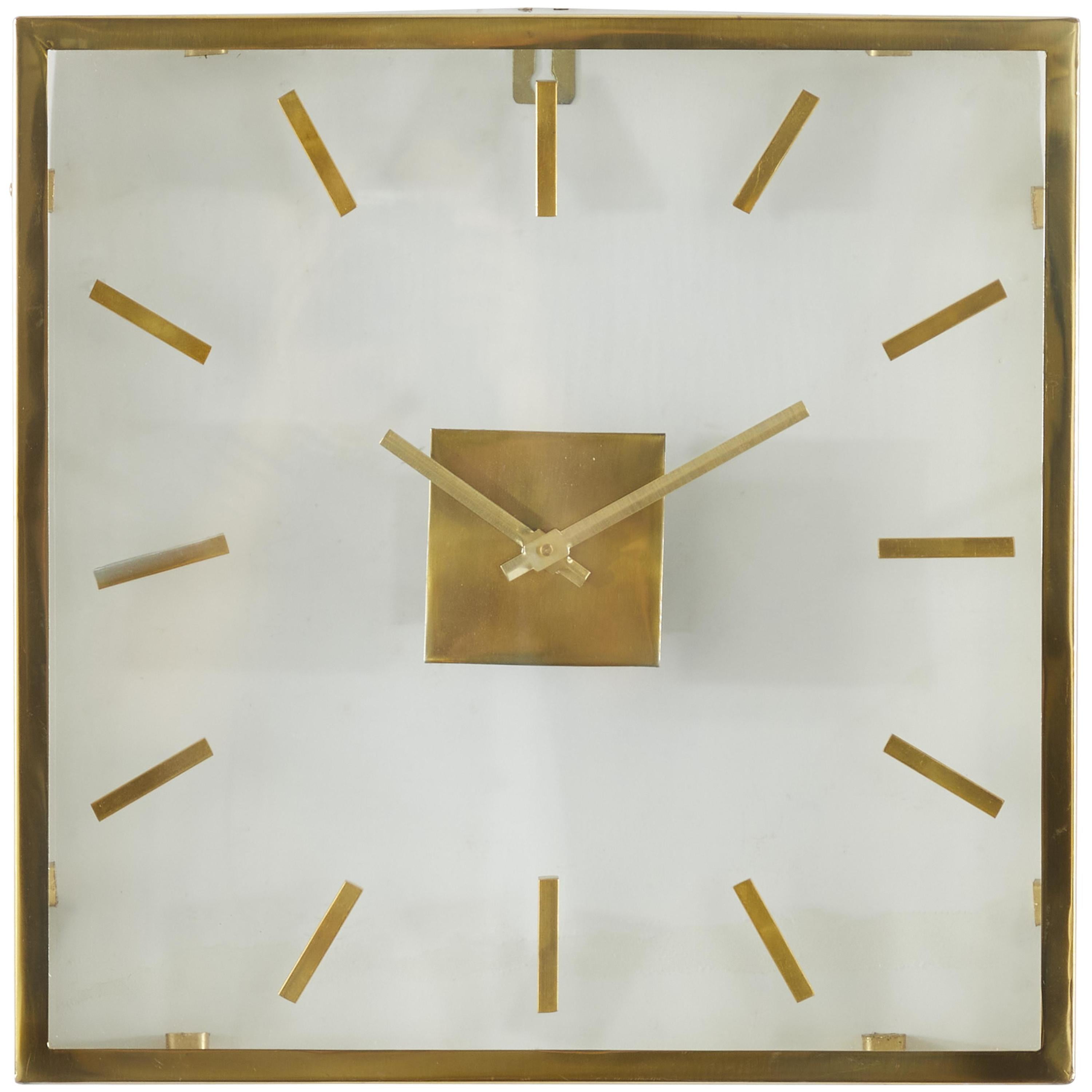 DecMode 16" Gold Stainless Steel Metal Wall Clock with Clear Face