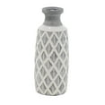 thumbnail image 1 of DecMode 16" Gray Ceramic Vase with White Diamond Pattern, 1 of 12