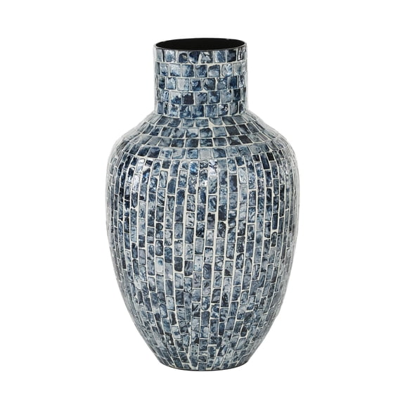 DecMode 16" Handmade Blue Mother of Pearl Shell Vase