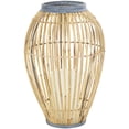 thumbnail image 1 of DecMode 16" Handmade Open Frame Brown Bamboo Vase with Blue Metal Accents, 1 of 16