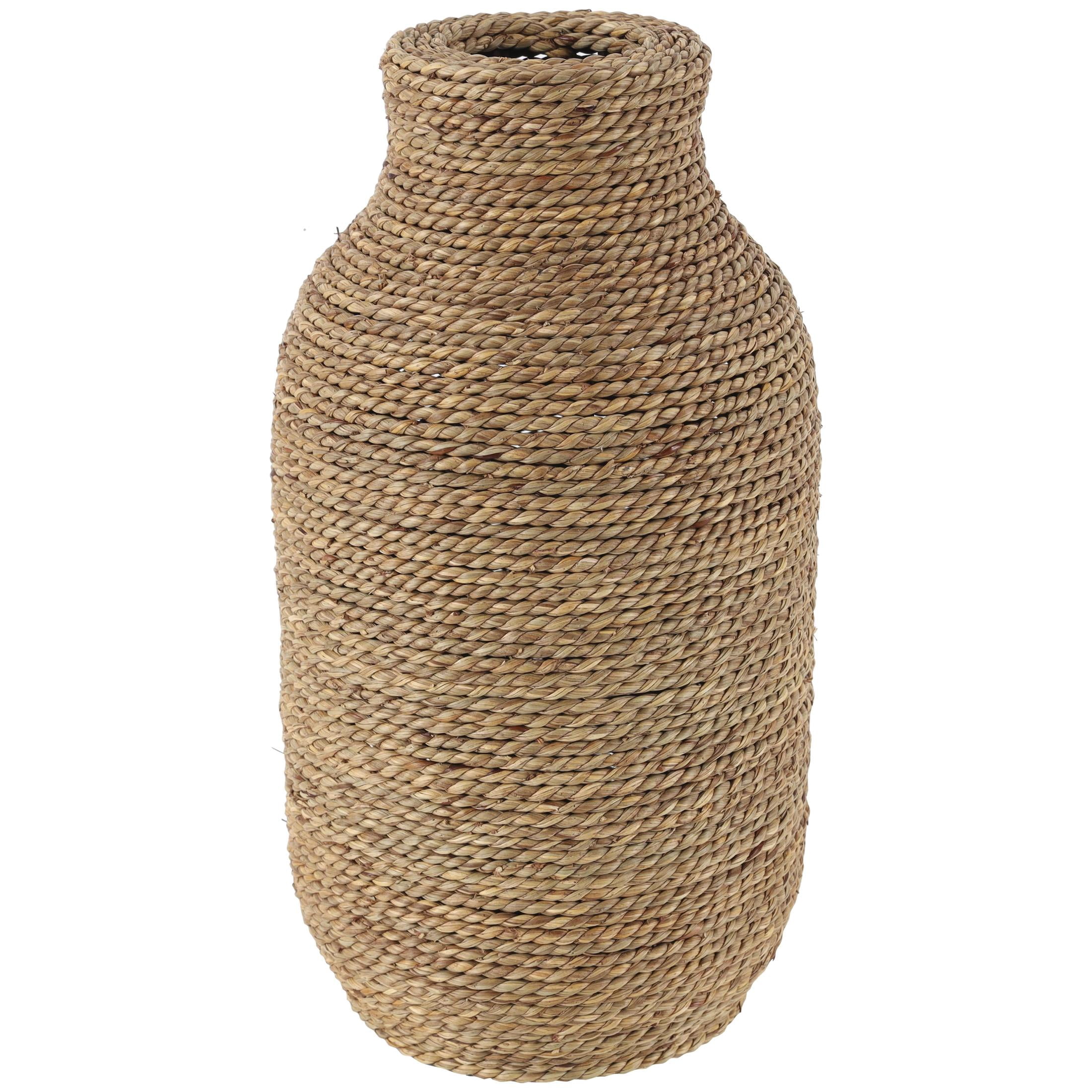 DecMode 16" Handmade Wrapped Brown Seagrass Vase