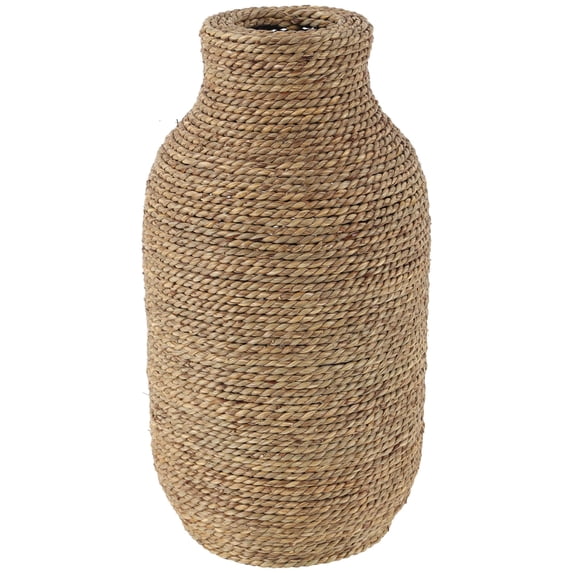 DecMode 16" Handmade Wrapped Brown Seagrass Vase