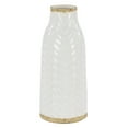 thumbnail image 1 of DecMode 16" Geometric White Porcelain Ceramic Vase with Brown Base, 1 of 7