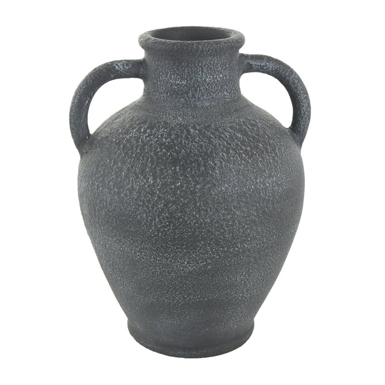 Free Shipping! DecMode 16in Amphora Black Ceramic Oval Vase