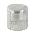 thumbnail image 1 of Decmode 16" x 17" Silver Leather Handmade Ottoman with Silver Foil Paint, 1-Piece, 1 of 10