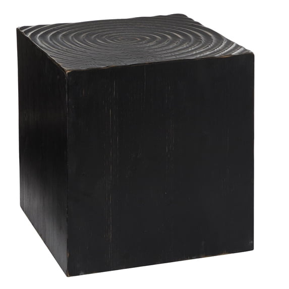 DecMode 16" x 19" Black Wood Intricately Carved Accent Table, 1-Piece