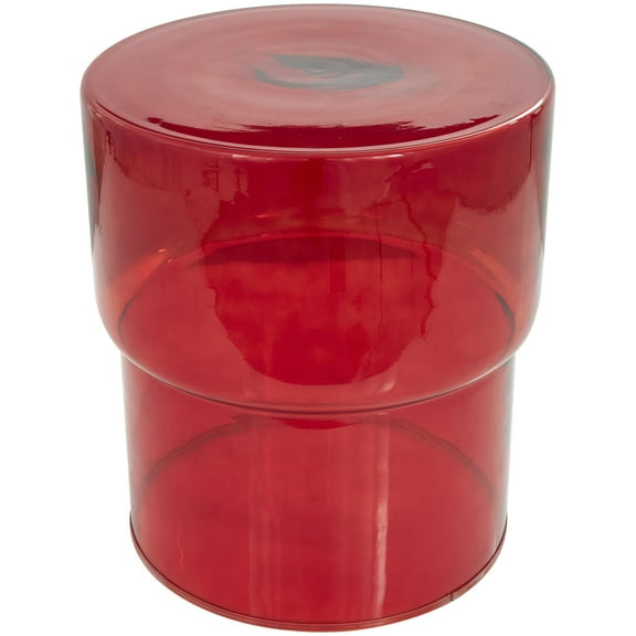 DecMode 16" x 19" Red Glass Modern Accent Table, 1-Piece