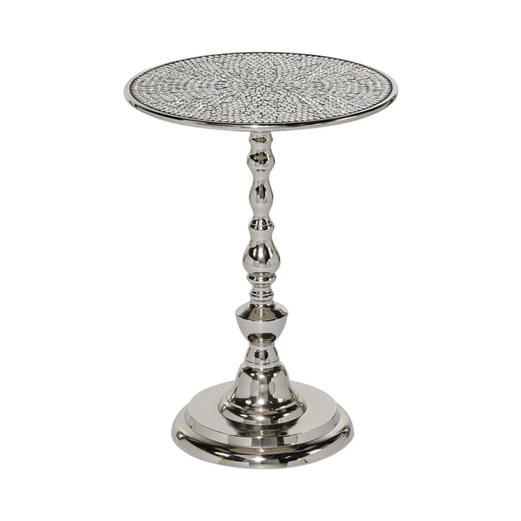DecMode 16" x 20" Silver Aluminum Metal Accent Table, 1-Piece