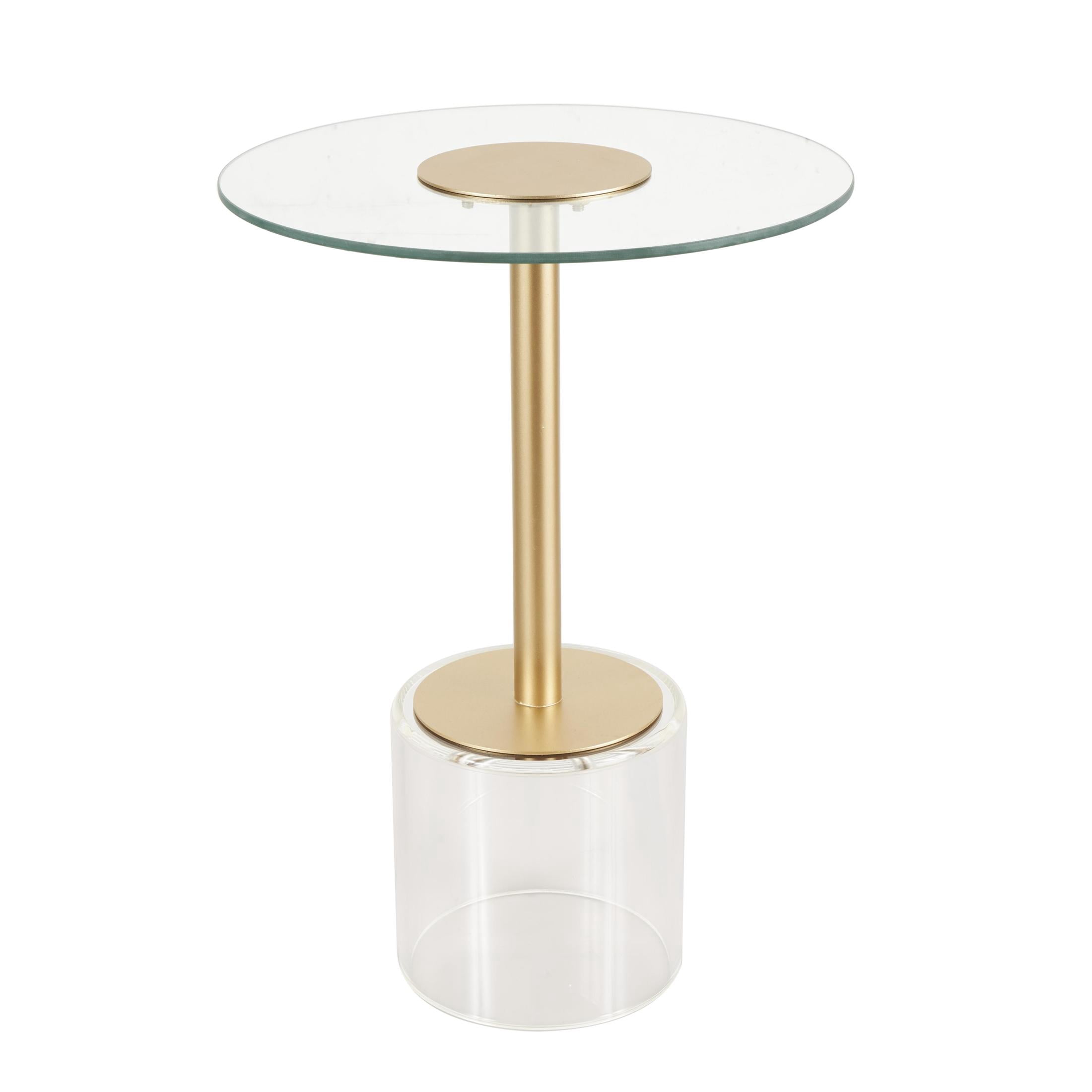 DecMode 16" x 22" Clear Acrylic Plastic Accent Table with Elevated Base and Gold Stand, 1-Piece