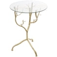 thumbnail image 1 of DecMode 16" x 22" Gold Metal Branch Tree Accent Table with Tempered Glass Top, 1-Piece, 1 of 8