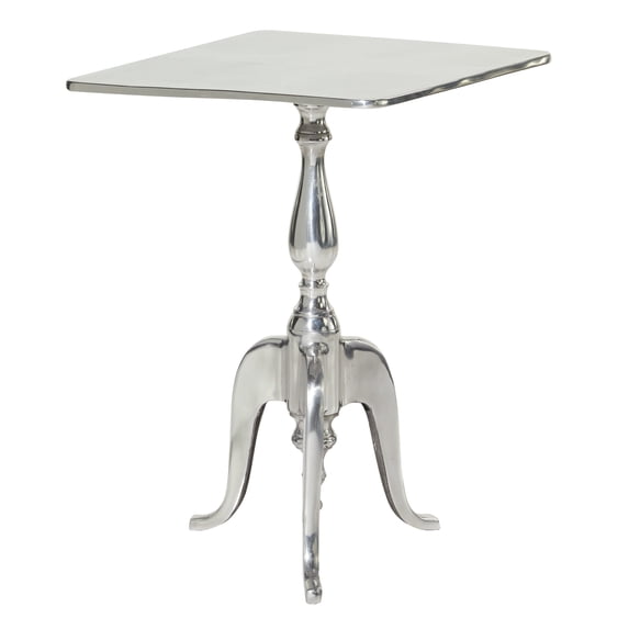 DecMode 16" x 22" Silver Aluminum Accent Table, 1-Piece