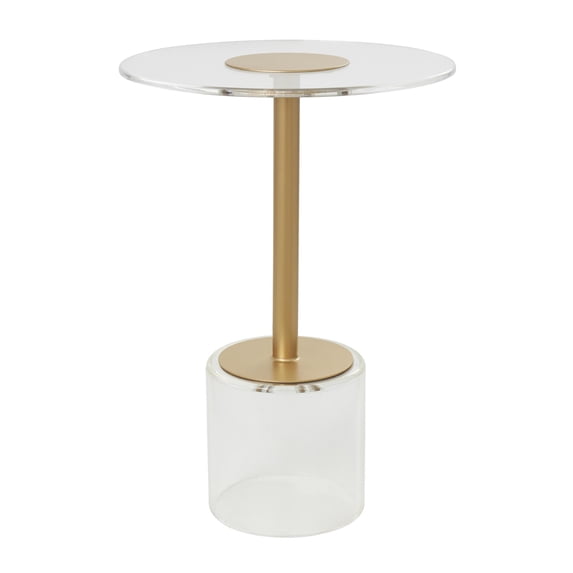 DecMode 16" x 23" Clear Acrylic Plastic Accent Table with Elevated Base and Gold Stand, 1-Piece