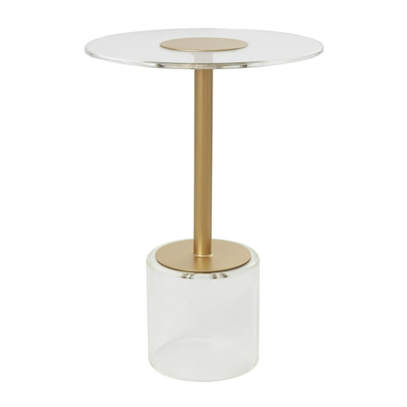 DecMode 16" x 23" Clear Acrylic Plastic Accent Table with Elevated Base and Gold Stand, 1-Piece