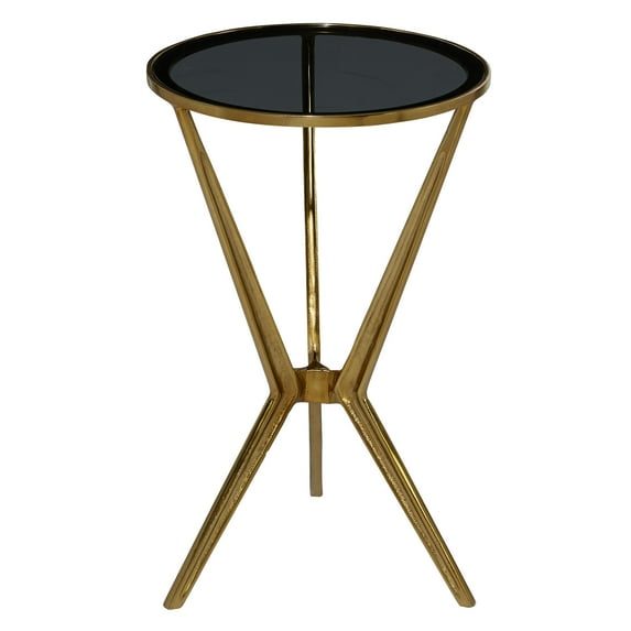 DecMode 16" x 24" Gold Aluminum Accent Table with Shaded Glass Top, 1-Piece