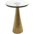 thumbnail image 1 of DecMode 16" x 24" Gold Aluminum Metal Cone Geometric Accent Table with Textured Glass Tabletop, 1-Piece, 1 of 11