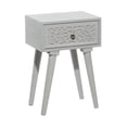 thumbnail image 1 of DecMode 16" x 24" Gray Mango Wood Intricately Carved Single Drawer Scroll Accent Table, 1-Piece, 1 of 13