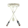 thumbnail image 1 of DecMode 16" x 28" White Metal Distressed Striped Paddle Accent Table with Navy and Red Striped Oar Legs, 1-Piece, 1 of 11
