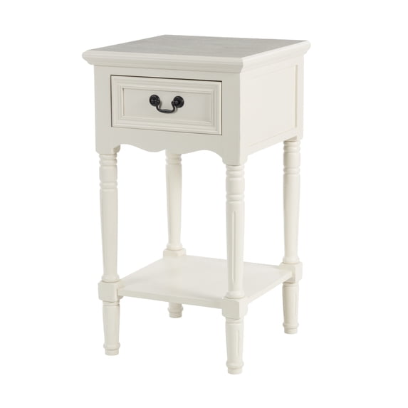 DecMode 16" x 29" Cream Wood 1 Drawer Accent Table, 1-Piece