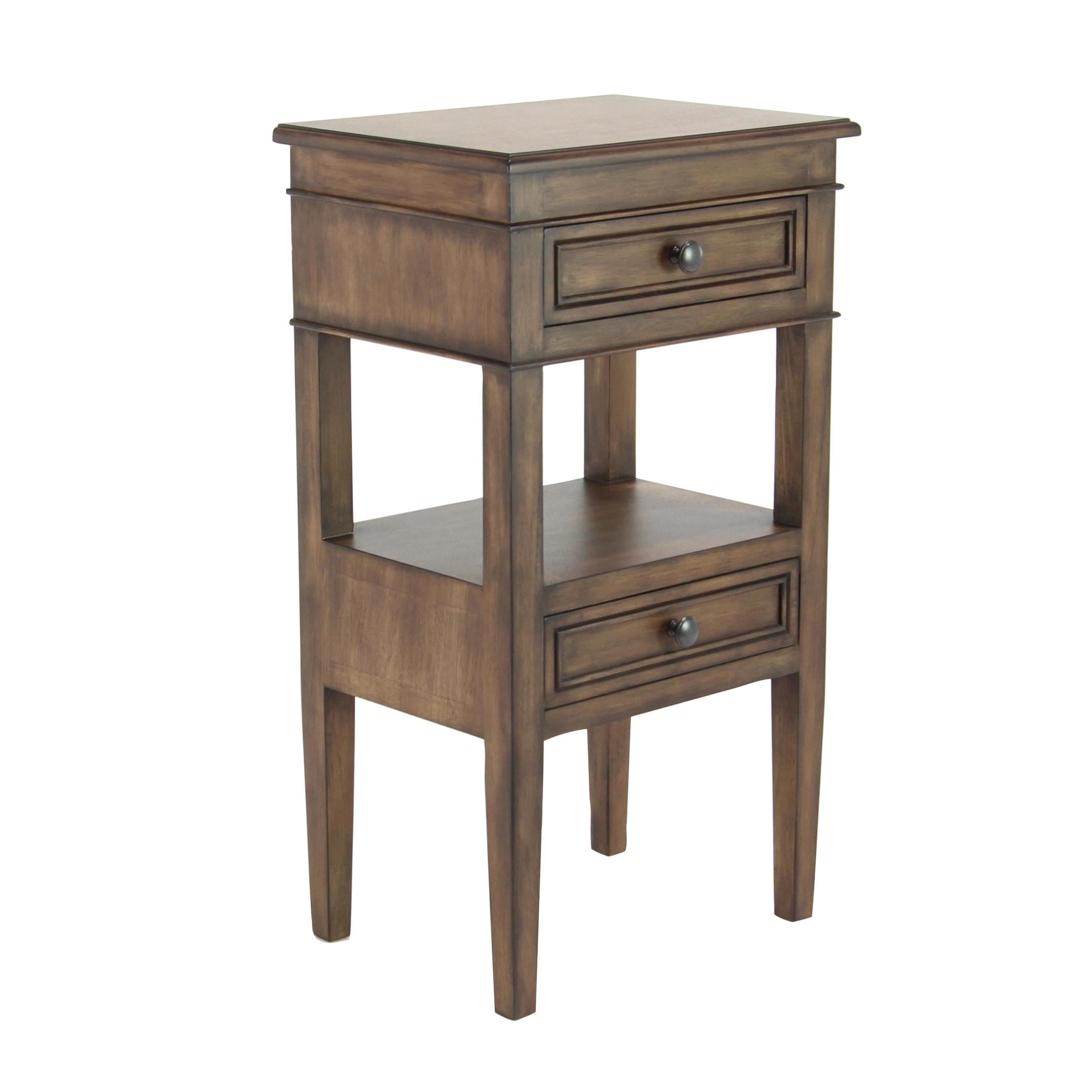 DecMode 16" x 29" Light Brown Wood 2 Drawer Accent Table, 1-Piece