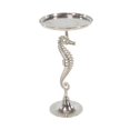 thumbnail image 1 of DecMode 16" x 29" Silver Aluminum Metal Pedestal Sea Horse Accent Table with Tray Top, 1-Piece, 1 of 10