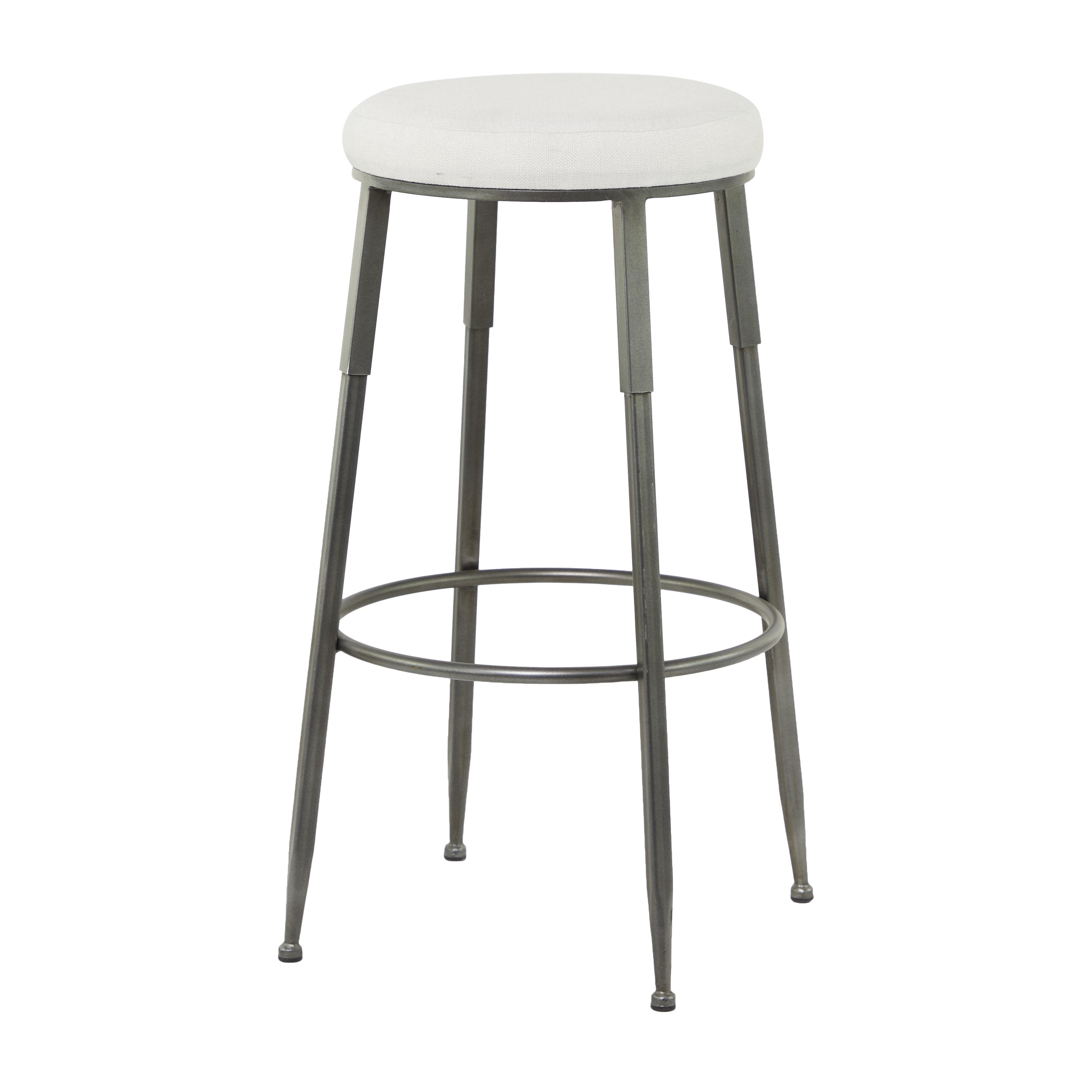 DecMode 16" x 30" Gray Metal Counter Stool with Cream Cotton Seat, 1-Piece