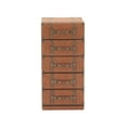 thumbnail image 1 of DecMode 16" x 35" Brown Wood Faux Leather 5 Drawers Chest with Buckle and Strap Detailing, 1-Piece, 1 of 15