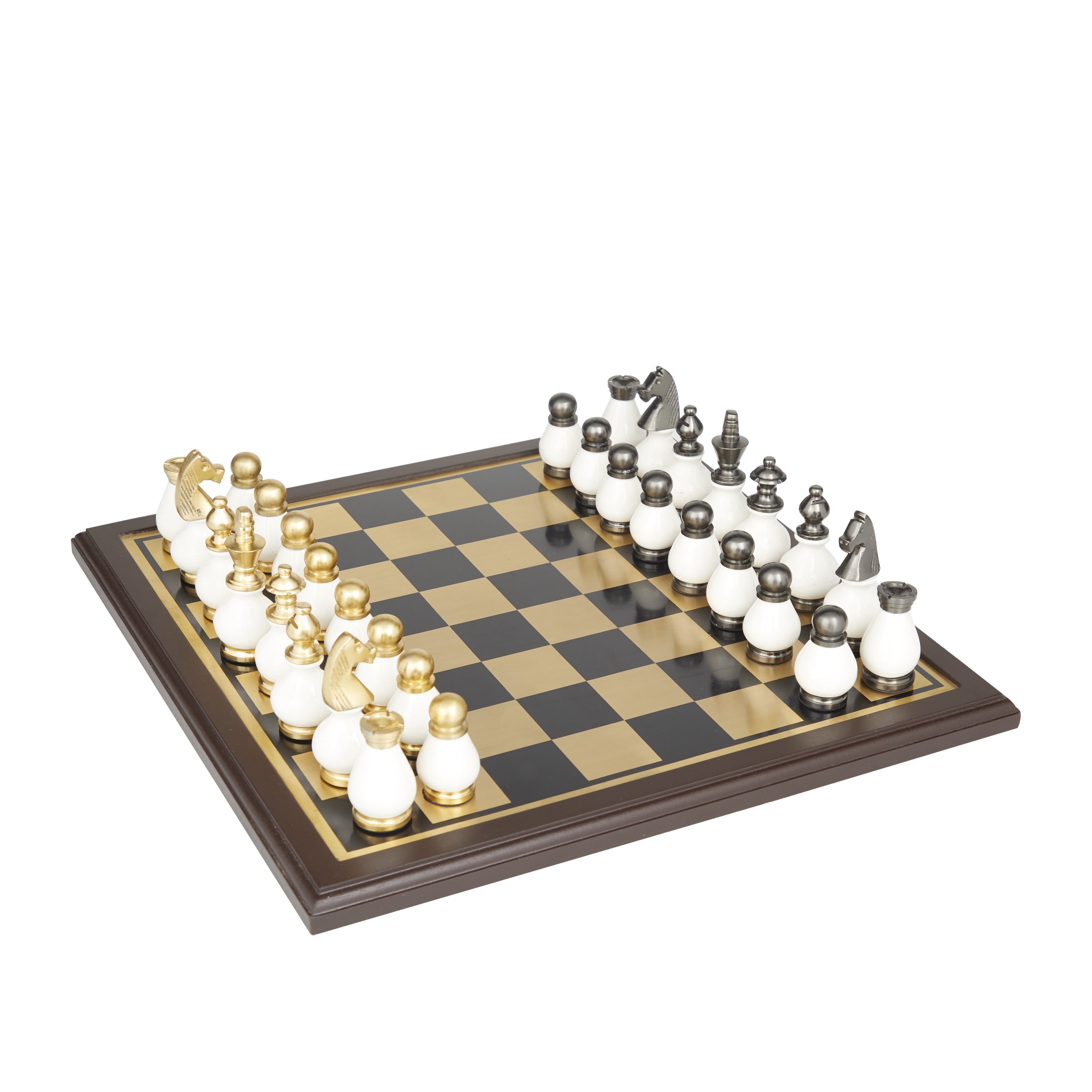 DecMode 16" x 4" Gold Aluminum Chess Game Set, 1-Piece
