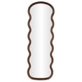 thumbnail image 1 of DecMode 16" x 47" Dark Brown Handmade Wavy Abstract Wall Mirror, 1 of 9