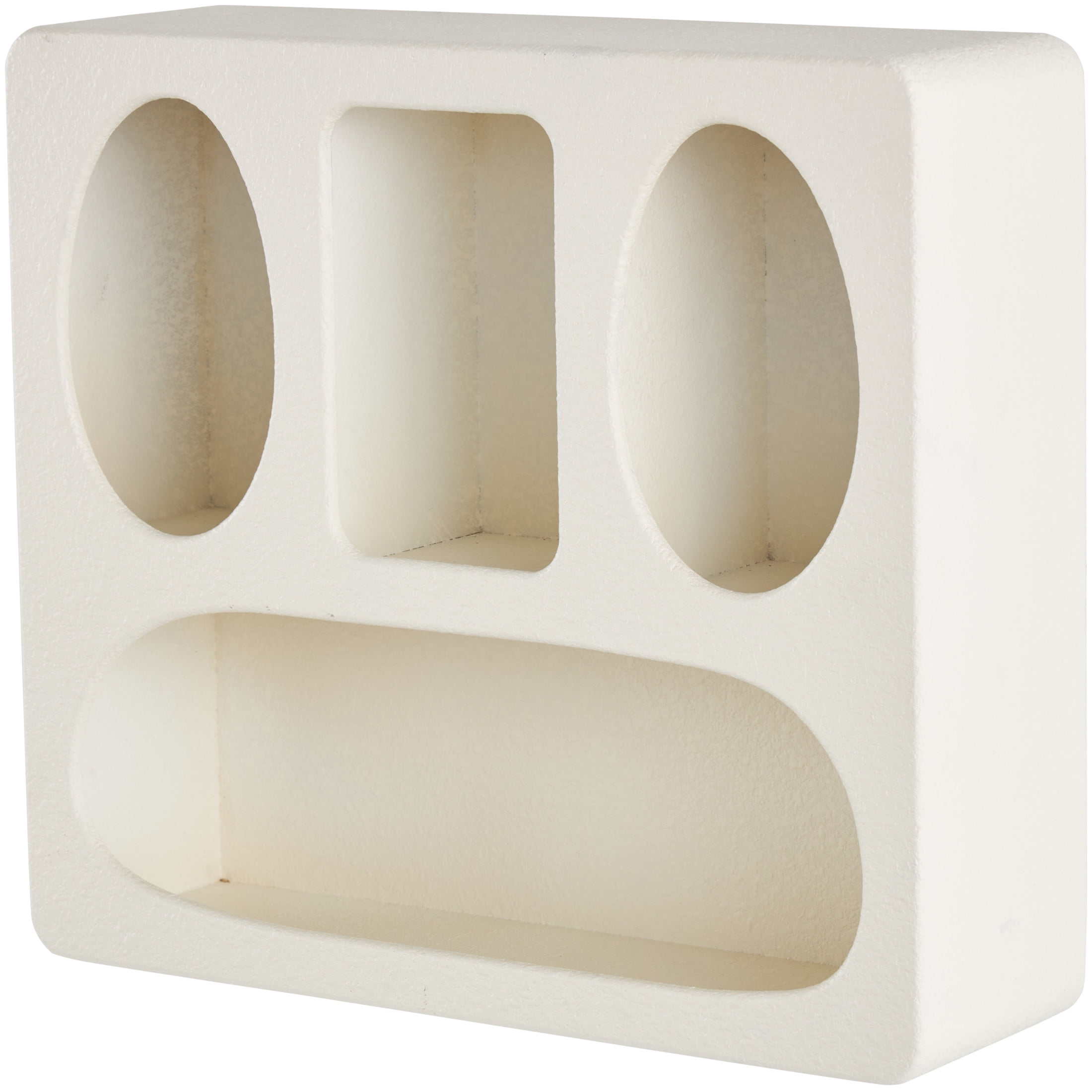 DecMode 16" x 5" 4-Tier Cream Geometric Wall Shelf with Rounded Block Shapes