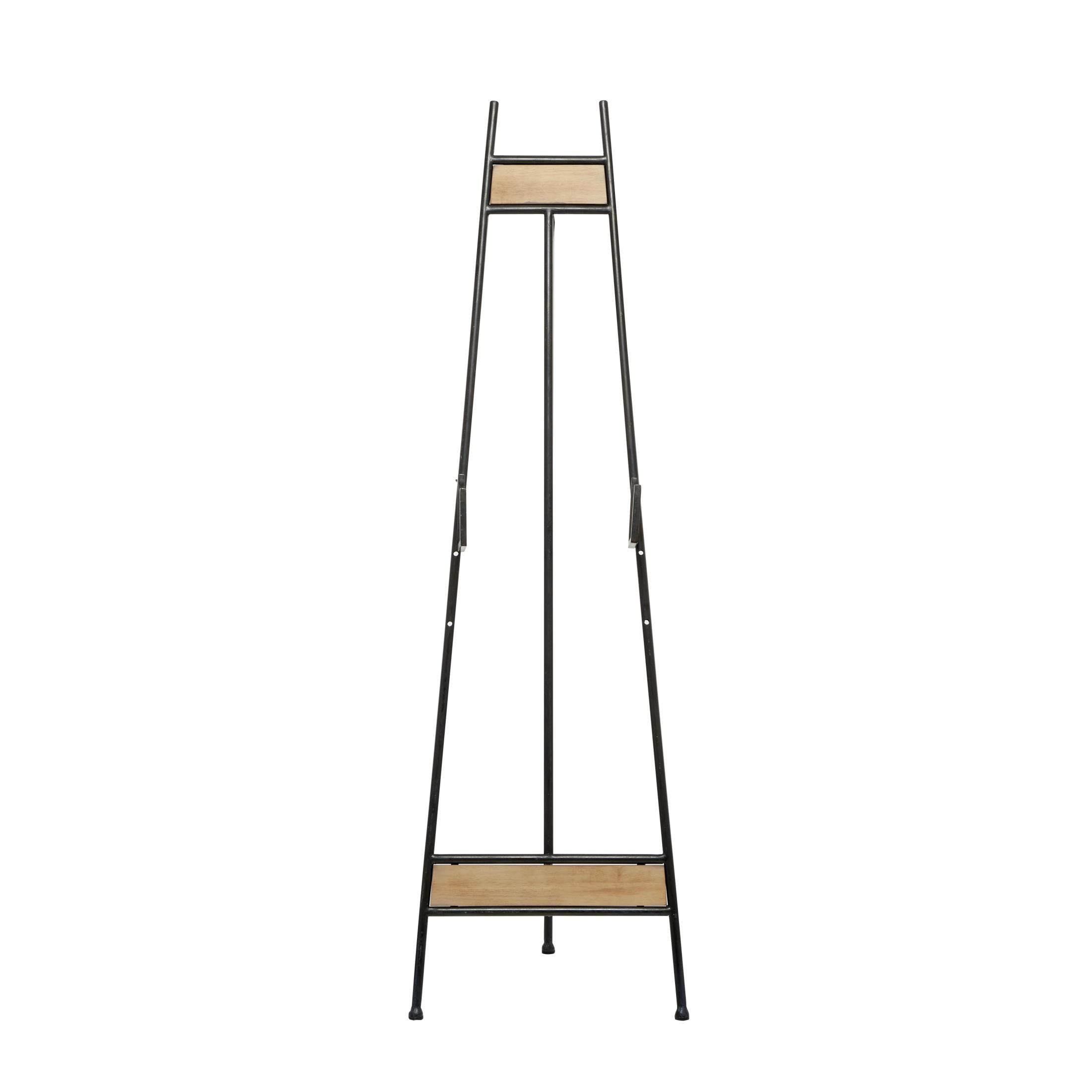 DecMode 16" x 52" Black Metal Tall Adjustable Floor 3 Tier Easel with Wood Panels, 1-Piece